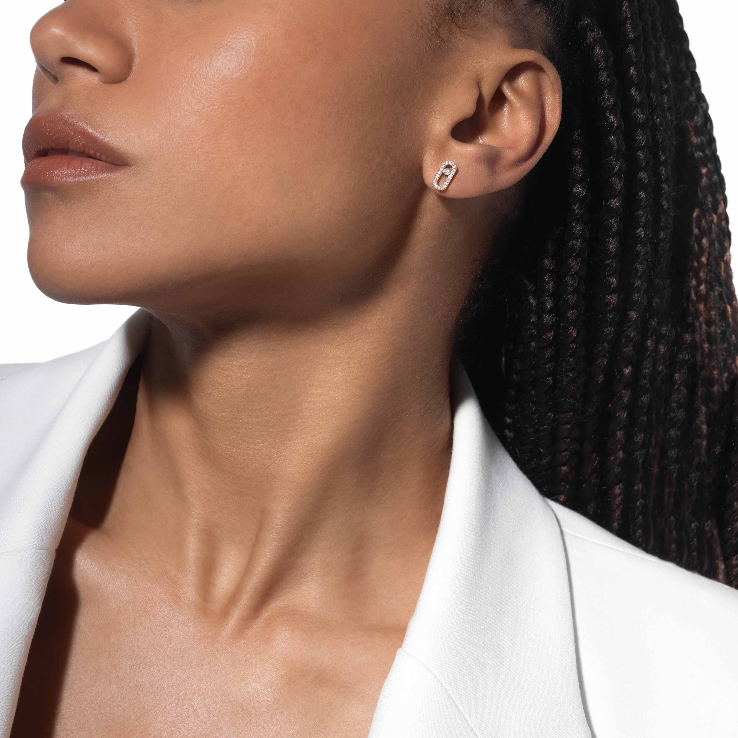 Move Uno Rose Gold Diamond Pavé Earrings | Messika | 5634 PG